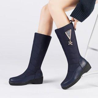 Rhinestone Wedge Mid-calf Boots