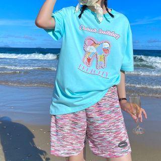 Faux Pearl Cartoon Print T-shirt