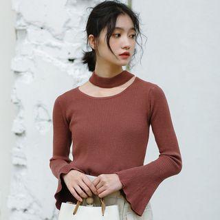 Choker Neck Bell-sleeve Sweater