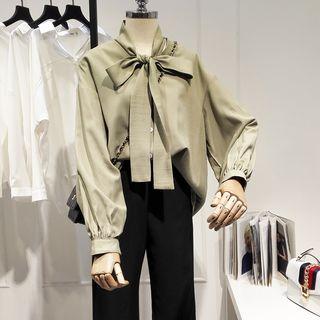 Knot Front Shirt Army Green - One Size