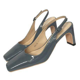 Square-toe Sling-back Chunky Heel Sandals