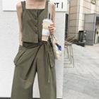 Wide-strap Cropped Jumpsuit