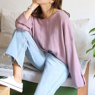 Slit-sleeve Boxy-fit Sweater