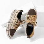 Plaid Panel Lace-up Sneakers