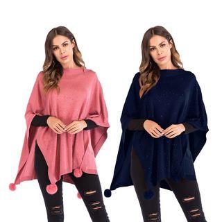 Rhinestone Pom Pom Cape
