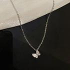 Cz Butterfly Necklace 1 Pc - Silver - One Size