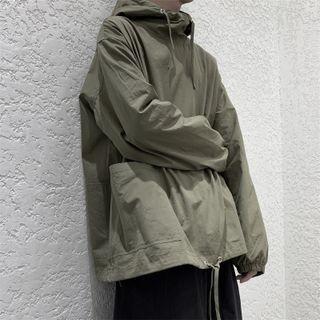 Long-sleeve Drawstring Plain Hoodie