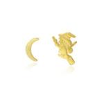Sterling Silver Plated Gold Simple Personality Witch Asymmetric Stud Earrings Golden - One Size