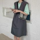 Short-sleeve T-shirt / Sleeveless V-neck Shift Dress