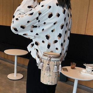 Tassel Straw Bucket Bag