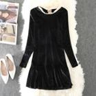 Long-sleeve Mini Velvet Dress