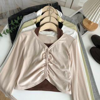 Set: Halter Neck Tank Top + Long-sleeve Top