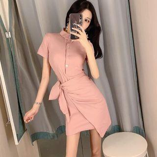Short-sleeve Asymmetric Polo Dress