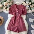 Peter Pan Collar Short-sleeve Jumpsuit