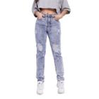 High Waist Distressed Washed Skinny Jeans