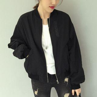 Plain Bomber Jacket Black - One Size