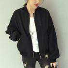 Plain Bomber Jacket Black - One Size