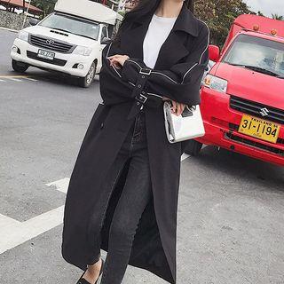 Double-breasted Contrast Trim Midi Trench Coat