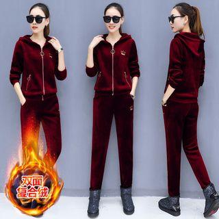 Set: Velvet Zip Hoodie + Track Pants