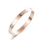 Fashion And Romantic Plated Rose Gold Geometric Round 316l Stainless Steel Bangle With Cubic Zirconia Rose Gold - One Size