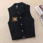 Print Sleeveless Denim Tank Top