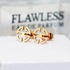 Chinese Character Stud Earrings Gold - One Size