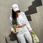 Neon-string Zip-up Short Workout Jacket