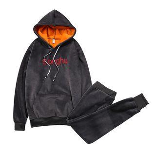 Set: Hooded Velvet Top + Sweatpants