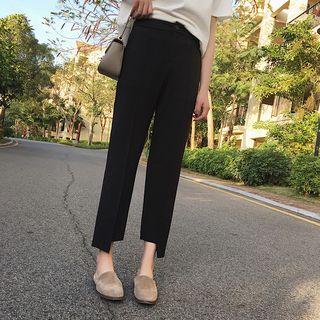 Irregular Hem Cropped Straight-fit Pants