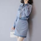Set: Corduroy Button Jacket + Fitted Skirt