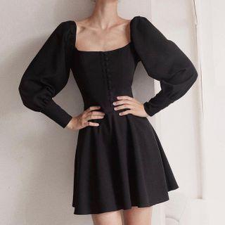 Puff Sleeve Square Neck A-line Mini Dress
