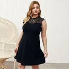 Plus Size Lace Panel Sleeveless A-line Dress