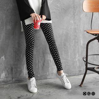 Patterned Poly Spun Velour Lined Stretch Leggings