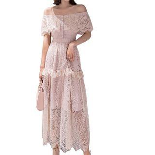 Off-shoulder Maxi Lace Crochet Dress