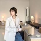 Single-breasted Wool Blend Blazer Light Beige - One Size