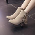 Tasseled Block Heel Ankle Boots