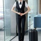Set: Double Breasted Vest + Slim Fit Pants / Skirt