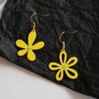 Asymmetric Flower Drop Earring 1 Pair - Hook Earrings - Flower - Yellow - One Size