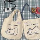 Bear Embroidered Canvas Crossbody Bag / Tote Bag