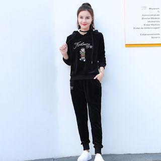 Set: Embroidered Hooded Top + Pants