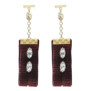 Rhinestone Velvet Drop Earrings One Size