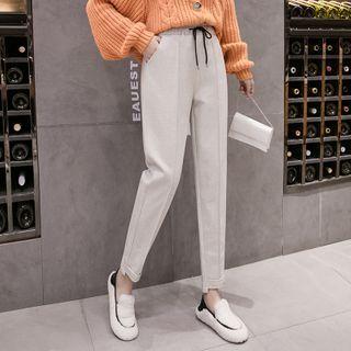 High-waist Drawstring Woolen Pants