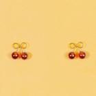 Cherry Stud Earring 1 Pair - Copper & Gold Plating - One Size