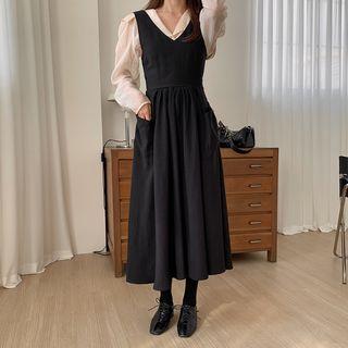 Long-sleeve Plain Blouse / Sleeveless Plain Dress