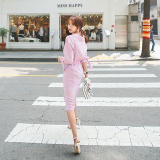 Notched-collar Midi Sheath Shirtdress