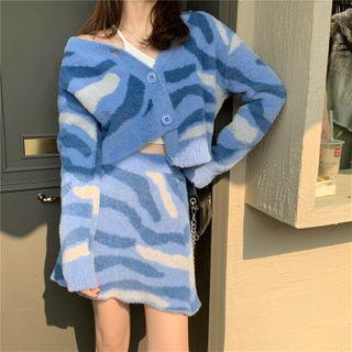 Zebra Print Cardigan / Knit Skirt