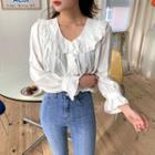Round-collar Ruffle-trim Blouse