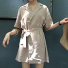 Short-sleeve Double Breasted Mini Coatdress