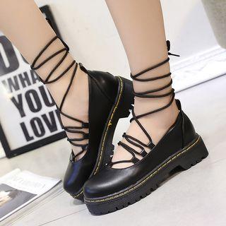 Lace Up Low Heel Shoes
