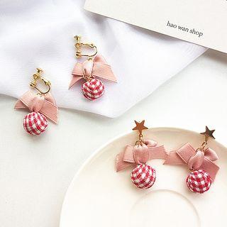 Bow & Plaid Ball Dangle Earring